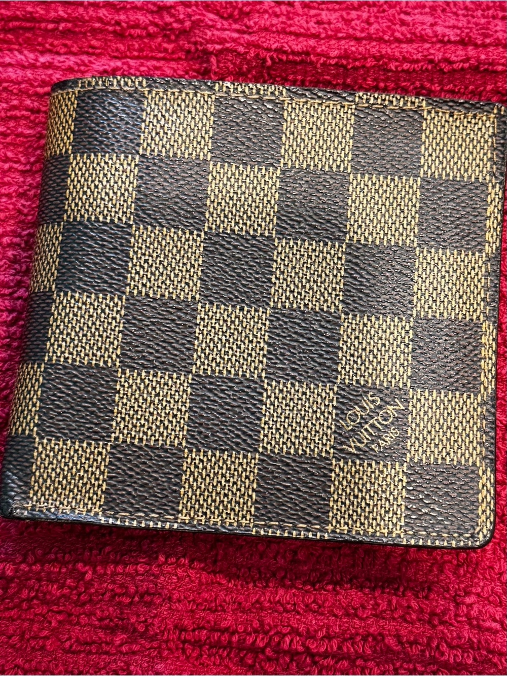 Louis Vuitton Damier Ebene Checkered Brown & Tan Wallet with Authenticity